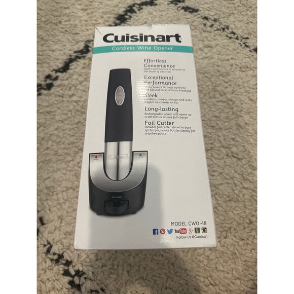 CUISINART Wine Opener Vacuum Sealer Cordless Handheld NIB Foil Cutter CWO-48 - Picture 1 of 4